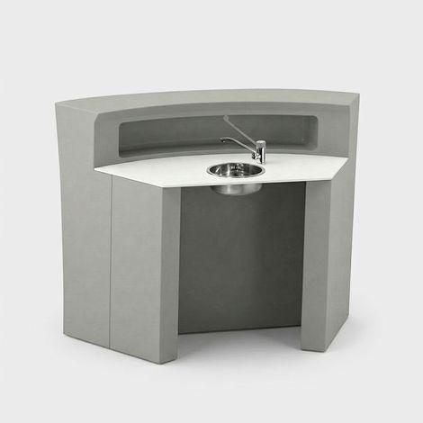 Bancone bar professionale curvo con kit lavamani Hangar60 bianco - Ferro