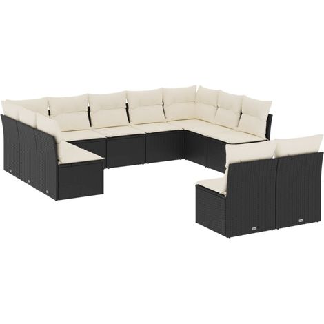 Maison Exclusive - Set de sofás de jardín 11 pzas y cojines ratán (1/5)