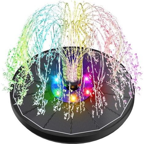 Garden FutureFontaine Solaire LED Colorées, 3.5W Extérieur Flottante Pompe Bassin Solaire, 2200mAh Batterie, 2025 Fontaine Solaire Verre avec 7 Buses & 4 Tiges Fixes pour Bain d'oiseaux Aquarium Jardi (1/5)