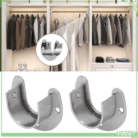 Support fixe pour tringle à vêtements - FAFEICY - Bride en U - Acier inoxydable - 32 mm - Lot de 6 (1/5)