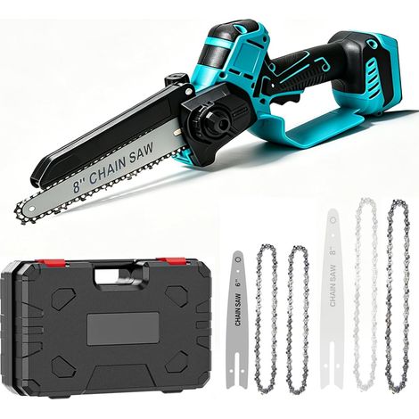 Mini tronçonneuse sans fil compatible avec 18 V (sans batterie) tronçonneuse électrique de 20,3 cm et 15,2 cm avec chaîne, huile automatique, scie à chaîne pour outils de jardin (1/5)