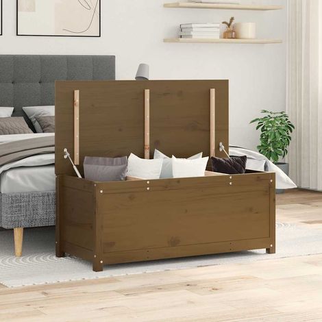 vidaXL Caja almacenaje madera maciza pino marrón miel 110x50x45,5 cm (1/5)