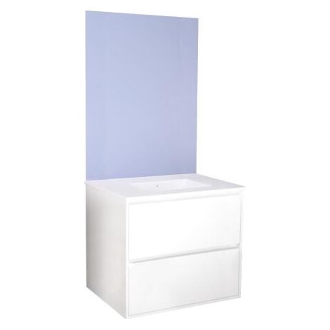 ONDEE ZEN - Meuble de Salle de Bain BELIS - A suspendre - Miroir Affleurant - 80cm - Blanc (1/4)