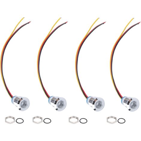 4 jeux de LED rondes précâblées étanches bicolores, cathode commune 12 mm 3-6 V (rouge et jaune) (1/5)