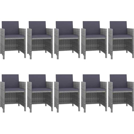 Maison Exclusive - Set da Pranzo da Giardino 11 pz con Cuscini Polyrattan Grigio (1/5)