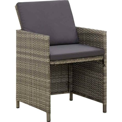 Maison Exclusive - Gartenstühle mit Kissen 4 Stk. Poly Rattan Gra (1/5)