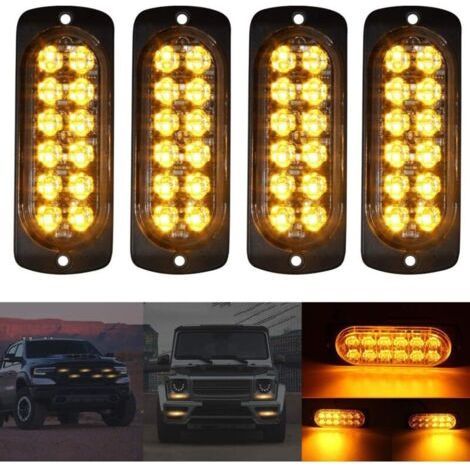 4 Pièces 12-24V LED Stroboscopique Voiture Ampoule Led Voiture Orange Lumineux Feux éclairage Remorque Clignotant Strobe (1/5)