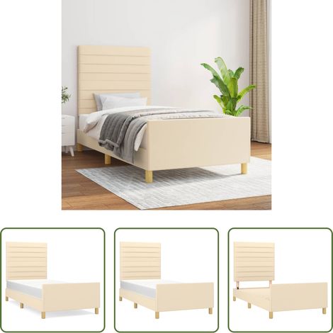Kopfteil - Bettgestell ohne Matratze Creme 100x200 cm Stoff (1/5)