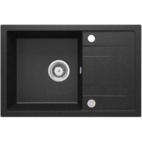 Lavello cucina in granito con 1 vasca e gocciolatoio 67x44 cm grafite - Drax