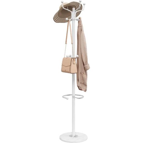 Porte-manteau sur pied avec porte-parapluie couloir 180 x 37 x 37 cm en fer blanc (1/5)
