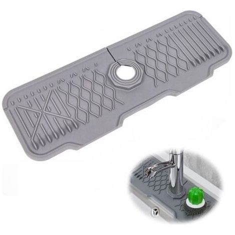 BUNTHAUS Lntyq Tapis de robinet en silicone, protection anti-éclaboussures étendue pour robinet, tampons de séchage d'évier réglables pour protéger les comptoirs de salle de bain et de cuisine au sec (1/4)