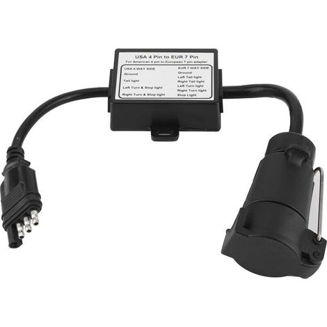 Adattatore convertitore luci per connettore rimorchio da 4 pin USA a 7 pin EUR, separazione segnali stop/freno per il traino di un veicolo americano con rimorchio -Crezuo