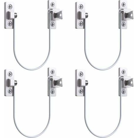 4 Pièces Restricteur de Porte et Fenêtre Verrou Sécurité Câble avec Clé pour UPVC (1/4)