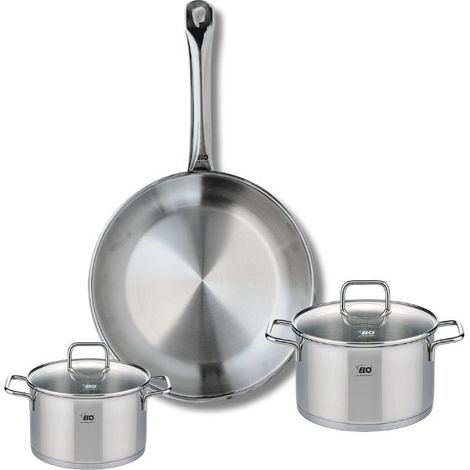 Ensemble de 1 Poêle de cuisson 24 cm et 2 faitouts 12 et 14 cm Elo Profi Citrin (1/5)