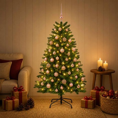 vidaXL Árbol de Navidad artificial verde medio con bolas 150 cm (1/5)