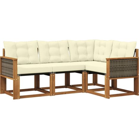 Outdoor Sofa Set with Cushion 4 pcs Natural and Cream vidaXL (1/5)