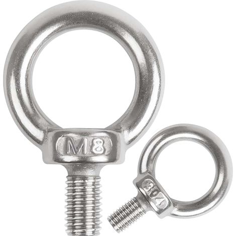5pcs Anneau de Levage M8 Boulon à Oeil Acier Inoxydable 304 A2-70 Anneau a Visser Piton à Oeil Filetage Mâle pour Fixation, Suspension Intérieur et Extérieur