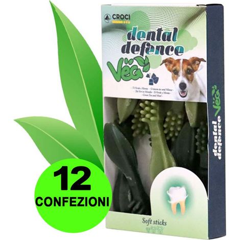 Snack Tooth Brush Dental Defence gusto The Verde e Menta 12 confezioni taglia S da 100 g cad.
