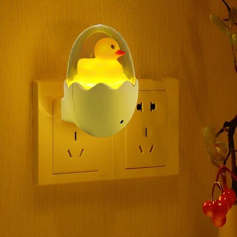 Veilleuse LED jaune canard avec prise américaine, allumage/extinction automatique, lampe murale pour enfants (1/5)