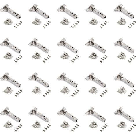 Emuca – Charnières X92 20 pièces 105° avec fermeture amortie – Acier nickelé – Pour portes de 14 à 24 mm d'épaisseur – 1065607