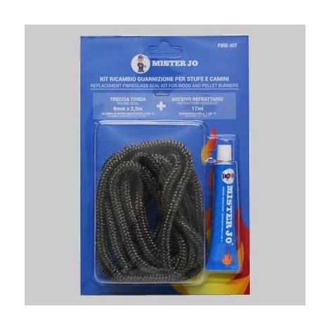 KIT RICAMBIO TRECCIA + SILICONE ALTA TEMPERATURA - ml 60 - Ø 12x2,5 mt
