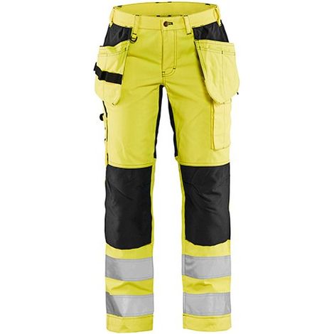 Pantalon de travail haute visibilité stretch femme 7163 - Jaune fluo/Noir L - FR(44) - SE(C42) - Standards (1/2)