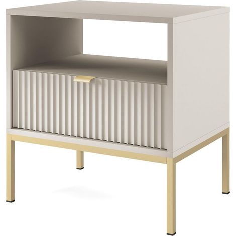 Comodino: 1 cassetto, Cashmere, oro, 54 x 56 x 39 cm, maniglie dorate (1/5)