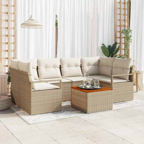 Set Divano da Giardino 7 pz Beige polyrattan vidaXL (1/5)