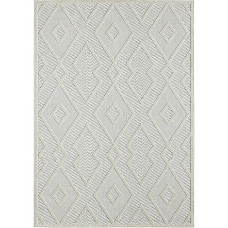 Tapis kilim tissé 160x230 crème rectangle motif géométrique TENO A (1/5)