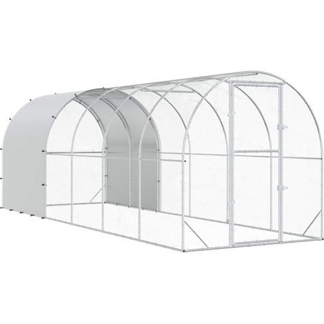 Chicken Coop Silver 600 x 200 x 200 cm Galvanised Steel vidaXL