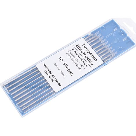 10 électrodes en tungstène-cérium WC20 à pointe grise pour machine à souder TIG DC (2,4 x 150 mm) (1/5)
