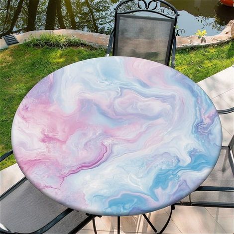 Runde Tischdecke mit Gummizug Ø 150cm - Abwischbar & Wasserdicht - Rosa Batik