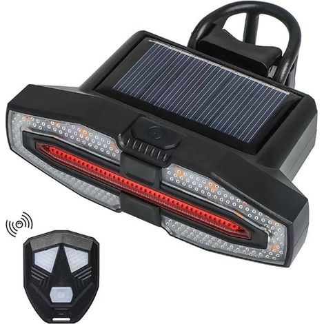 Solarbetriebene Fahrradblinker - USB-aufladbares Fahrradrücklicht mit Blinkern - Sicherheit bei Nacht (96x32,5x58,8mm) (1/5)