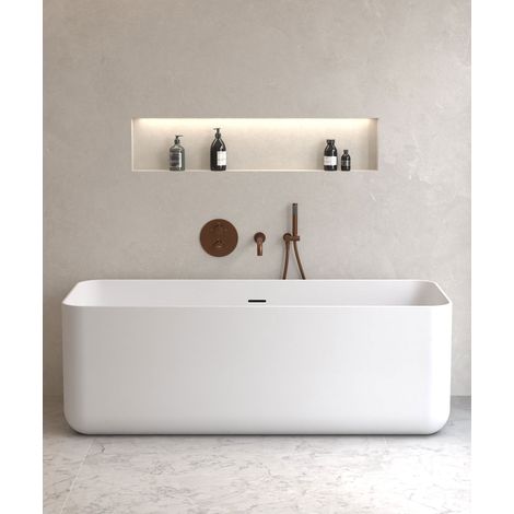 Mezclador termostático empotrado para bañera Oro rosa cepillado - Corbeau (1/5)
