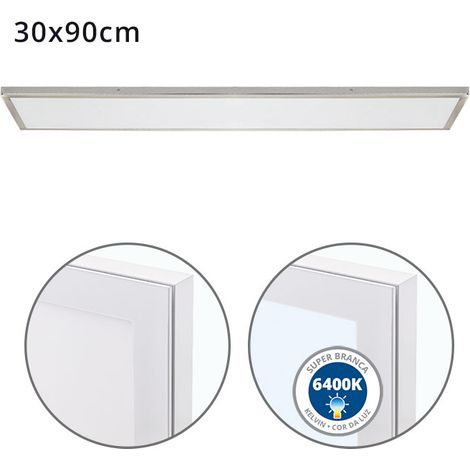 Panel superficie VOLTAIRE 30x90 72W LED 5760lm 6400K 120° C.90xL.30xA.2,3cm Niquel (1/3)