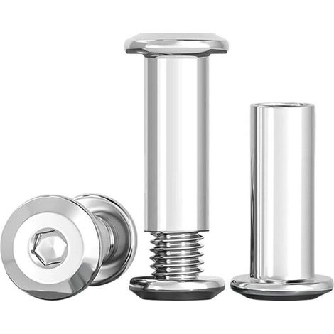 Lot de 10 vis de connexion M8 x 16 mm - En acier inoxydable A2 V2A - Écrou douille M8 - Pour meubles, armoires, planches en bois (10 vis de meubles, 10 écrous douilles) (1/5)