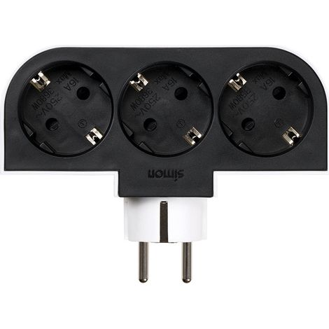 Drehbarer Schuko-Adapter mit 3 Steckdosen, 16A, 250 V