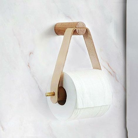 royaluxe - Porte-papier hygiénique mural en bois - Porte-papier - Anneaux de serviette de salle de bain uniques - Accessoires de salle de bain (Blanc) (1/5)