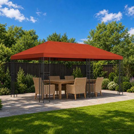 vidaXL Gazebo con pareti laterali 6 x 3 m Terracotta (1/5)