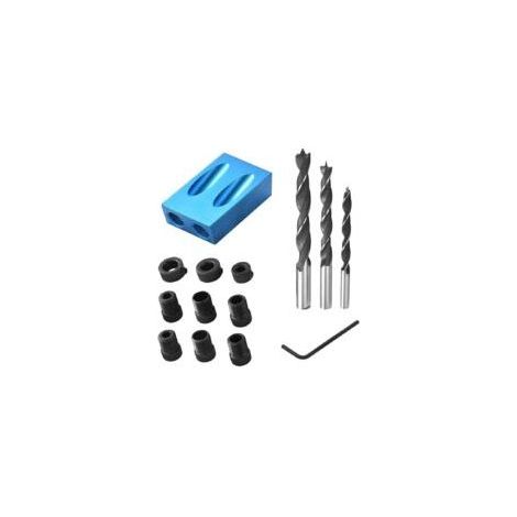 14PCS Pocket Hole Jig, 15° Woodworking Guide Oblique Hole Positioner, Aluminum Alloy Oblique Hole Locator with Adapter for 6/8/10mm Holes (1/5)