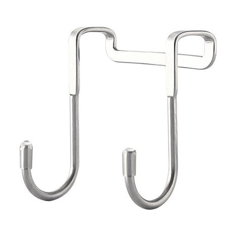 Double crochet de porte sans perceuse crochet en acier inoxydable crochet de porte de douche cuisine salle de bain salon double crochet crochet de porte (1/5)