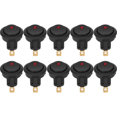 10 Stück runde Wippschalter EIN/AUS 12V wasserdicht SPST LED-Spotlight-Schalter Silberner Anschluss 3-polig