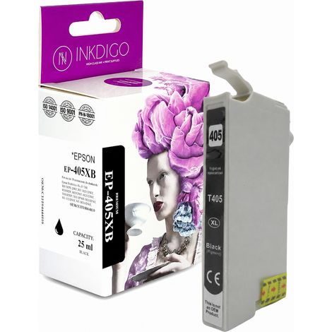 Inkdigo 405XL BK Tinte, kompatibel mit Epson WorkForce EC-C7000 WF-7310DTW, TÜV-zertifiziert (1/5)