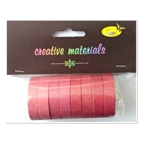 Rubans adhésifs en papier rose 10 mm, lot de 8