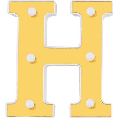 Lampe de nuit LED 3D avec 26 lettres lumineuses de l'alphabet, enseigne lumineuse pour mariage, anniversaire - H (1/5)