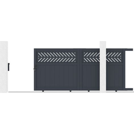 Portail coulissant aluminium 300x140 cm anthracite motorisable (1/5)