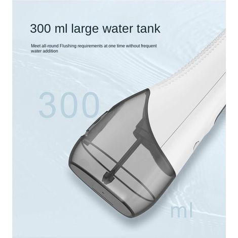 Nouveau flosser dentaire électrique - Portable rechargeable, nettoyeur de voyage 300ml, étanche IPX7, 4 modes de vitesse, flosser nettoyant, blanc perle (1/4)