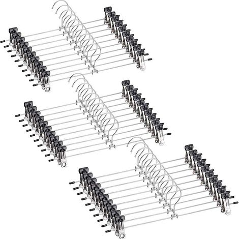 Cintre Métallique Pour Pantalon - Clips Chromés Réglables - Antidérapant Pour Jupe Et Vêtement - Gain De Place - Lot De 30 (1/5)