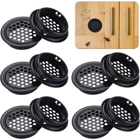 10-piece black ventilation grille, 35 mm, stainless steel ventilation mesh, ventilation and heat dissipation vents (1/4)