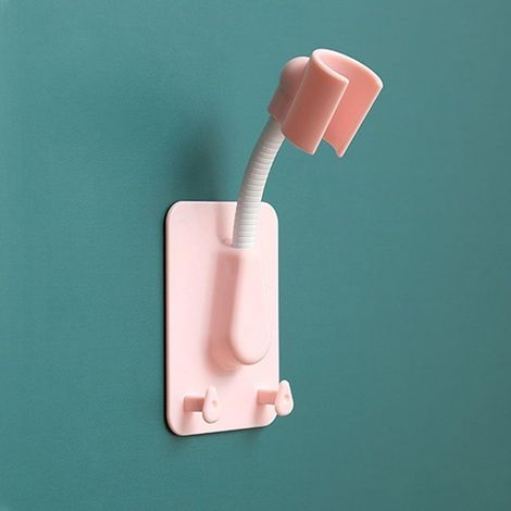 Support de douchette à main, installation sans outil, fixation par ventouse, angle réglable, pour parois de salle de bain de camping-car, 14,5 cm (rose) (1/5)